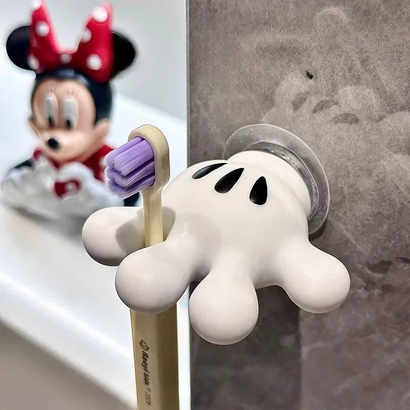 Cute Mickey Mouse Toothbrush Holder Cartoon Anime Toothbrush Stand PVC Suction Cup Bathroom Storage Accessories Kid Gifts