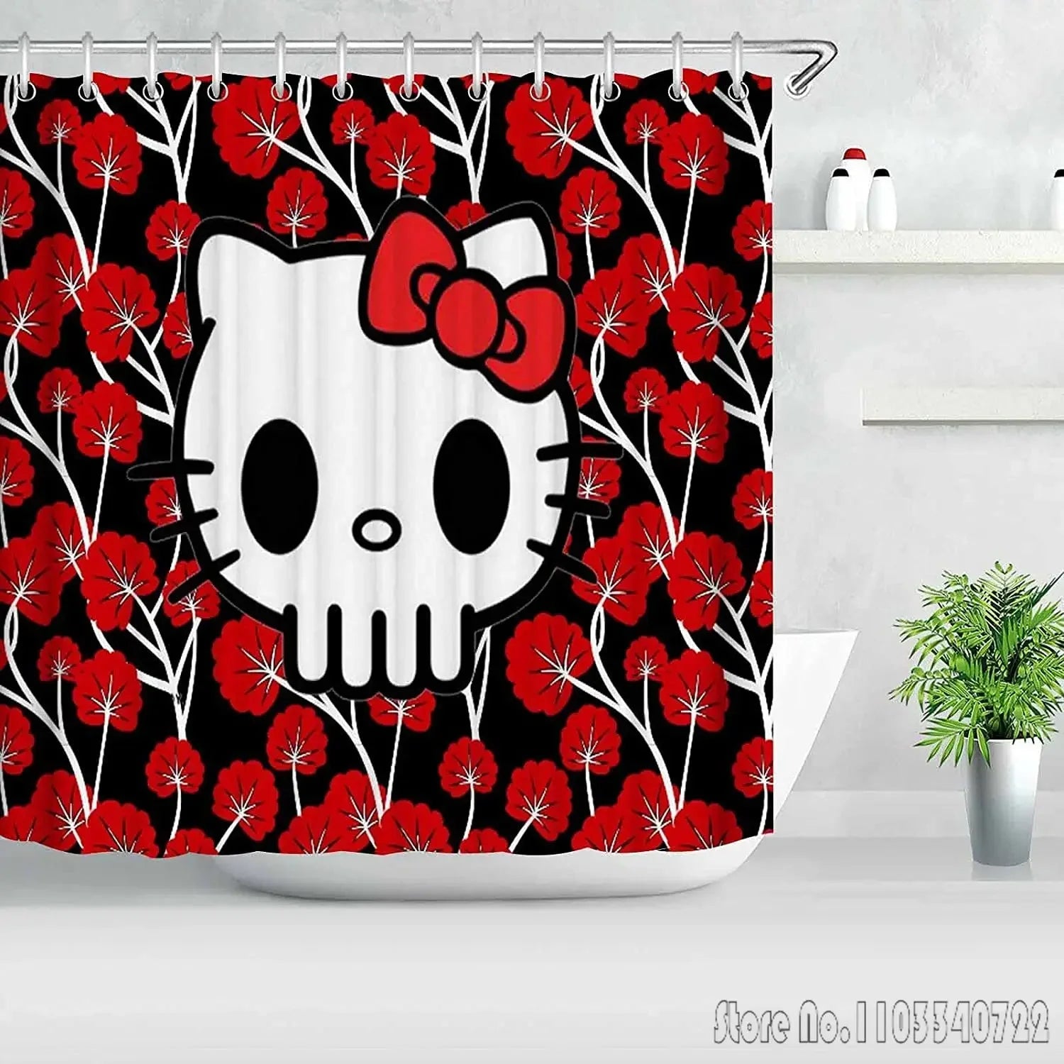 Hello Kitty Shower Curtain Cute Printed Cartoon Bathroom Accessories Decor Sets Full Set Luxury Curtains Home Decor Anime