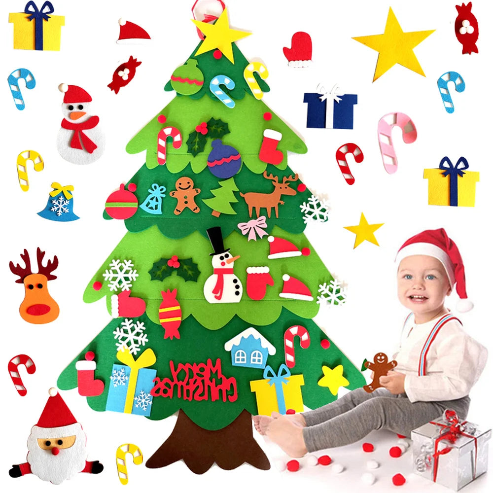 DIY Felt Christmas Tree Christmas Decoration for Home Navidad New Year Christmas Ornaments Santa Claus Xmas Kids Gifts