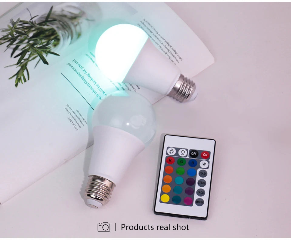 24 Key Remote Control Smart Lamp Atmosphere Light 16 Colors RGB Bulb LED Multicolor Bulb E27 220V Household Lighting Dimmable