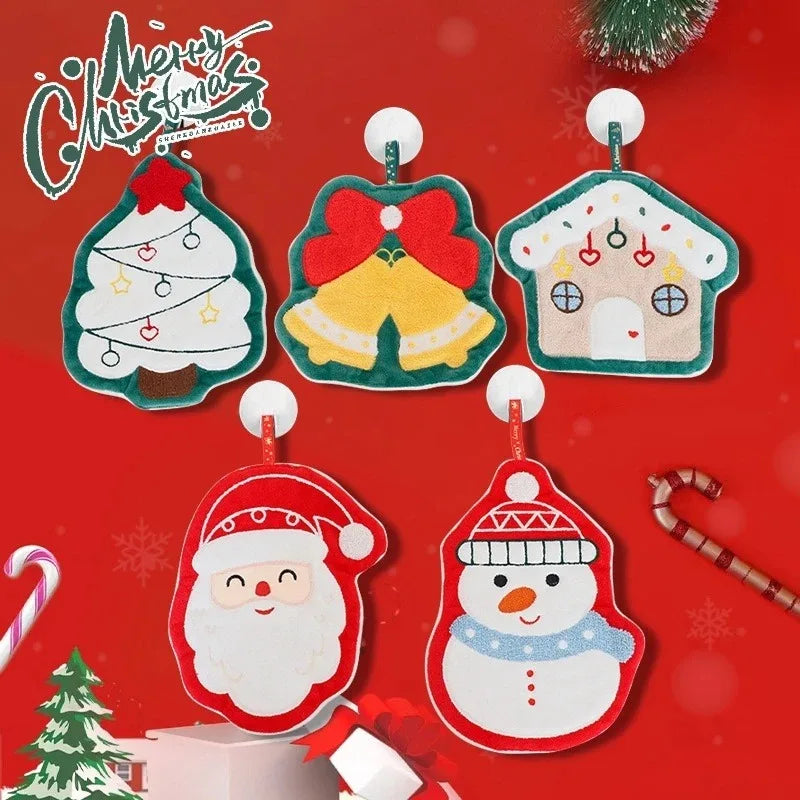 New Cartoon Snowman Christmas Towel - Coral Fleece Absorbent Cleaning Cloth for Kitchen Bathroom Xmas Gifts