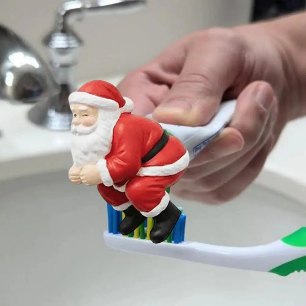 Santa Toothpaste Topper Funny Toothpaste Dispenser 3D Santa Claus Pooping Toothpaste Cap for Christmas Bathroom Decor