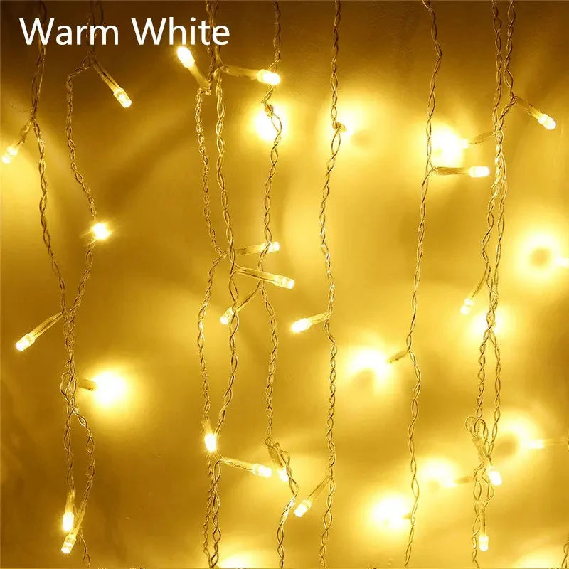 Outdoor Decoration 5m Droop 0.4-0.6m Curtain Icicle Led String Lights 220V 110V Garden Xmas Luminaria Garland Decorative Lights