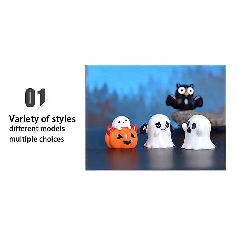 Halloween Micro Landscape Miniature Figurines Resin Craft Mini Fairy Garden Ornaments Cute Pumpkin Ghost Vampire Decoration