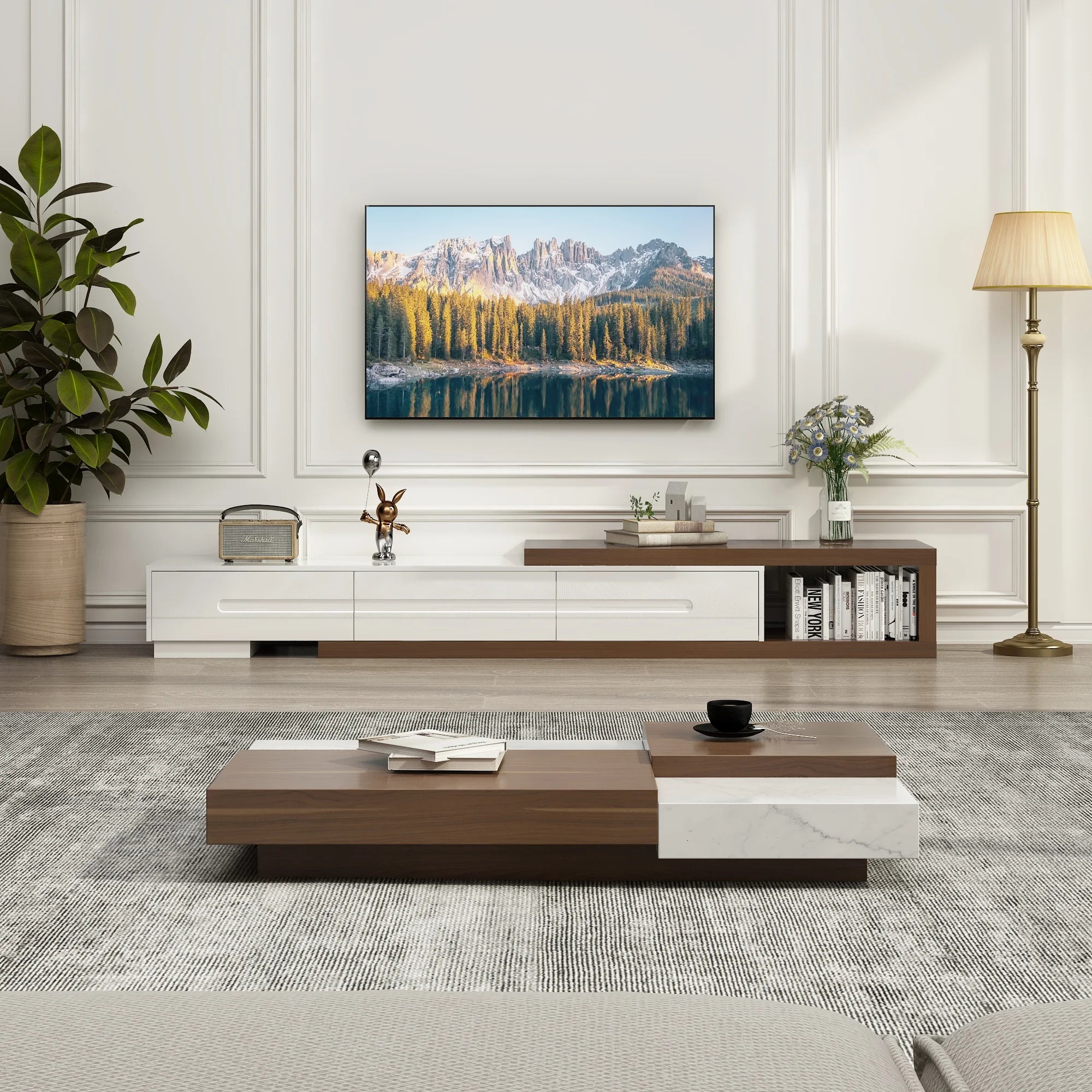 82-110'' Extendable TV Stand for Up to 120