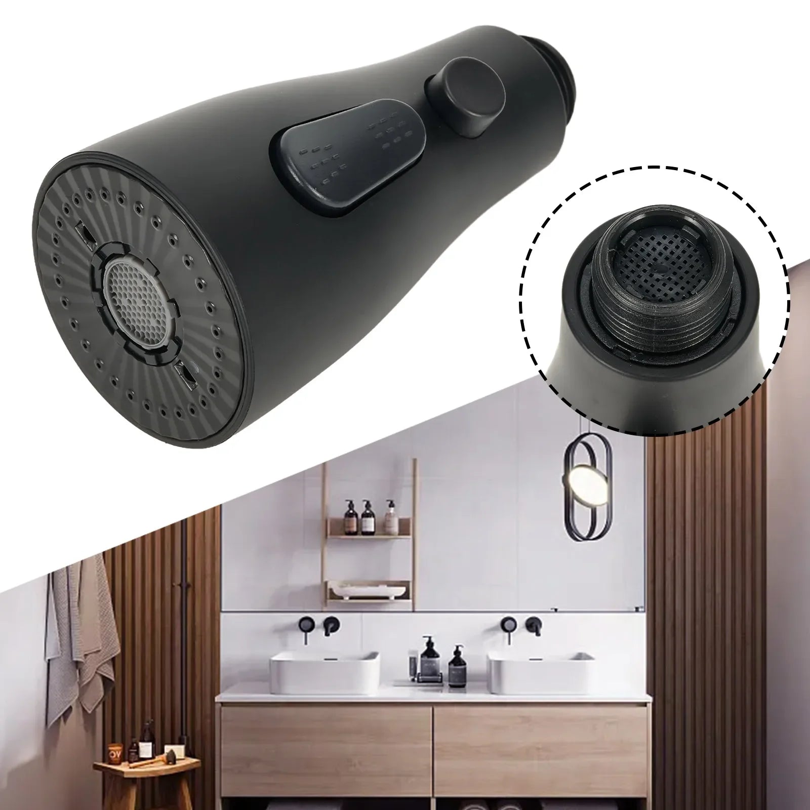 Kitchen Pull Out Faucet Sprayer Nozzle 3 Modes ABS Water Saving Bathroom Basin Sink Shower Spray Head For 1/2