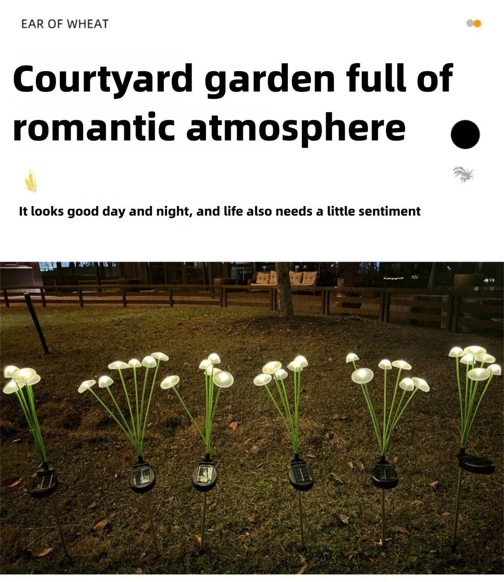 LED Solar Jellyfish Mushroom Fairy Light RGB Waterproof Energy-saving Solar Garden Lamp for Outdoor Lawns Courtyard Decor Light