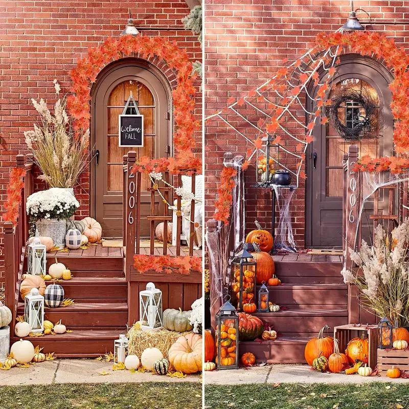 Artificial Fall Maple Leaf Garland Fake Plants Autumn Decor Leaves Vine for Thanksgiving Halloween Festivals Wedding Decora