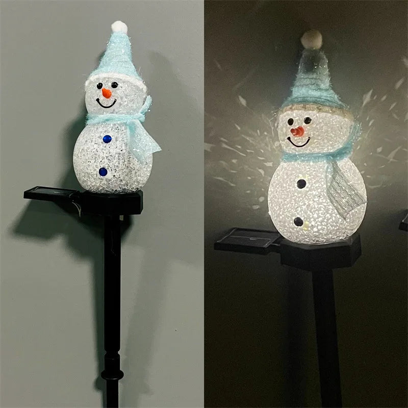 LED Snowman Solar Garden Light Outdoor Ground Stake Light Solar Powered Xmas Pathway Lights For Christmas Lawn Yard Decoration