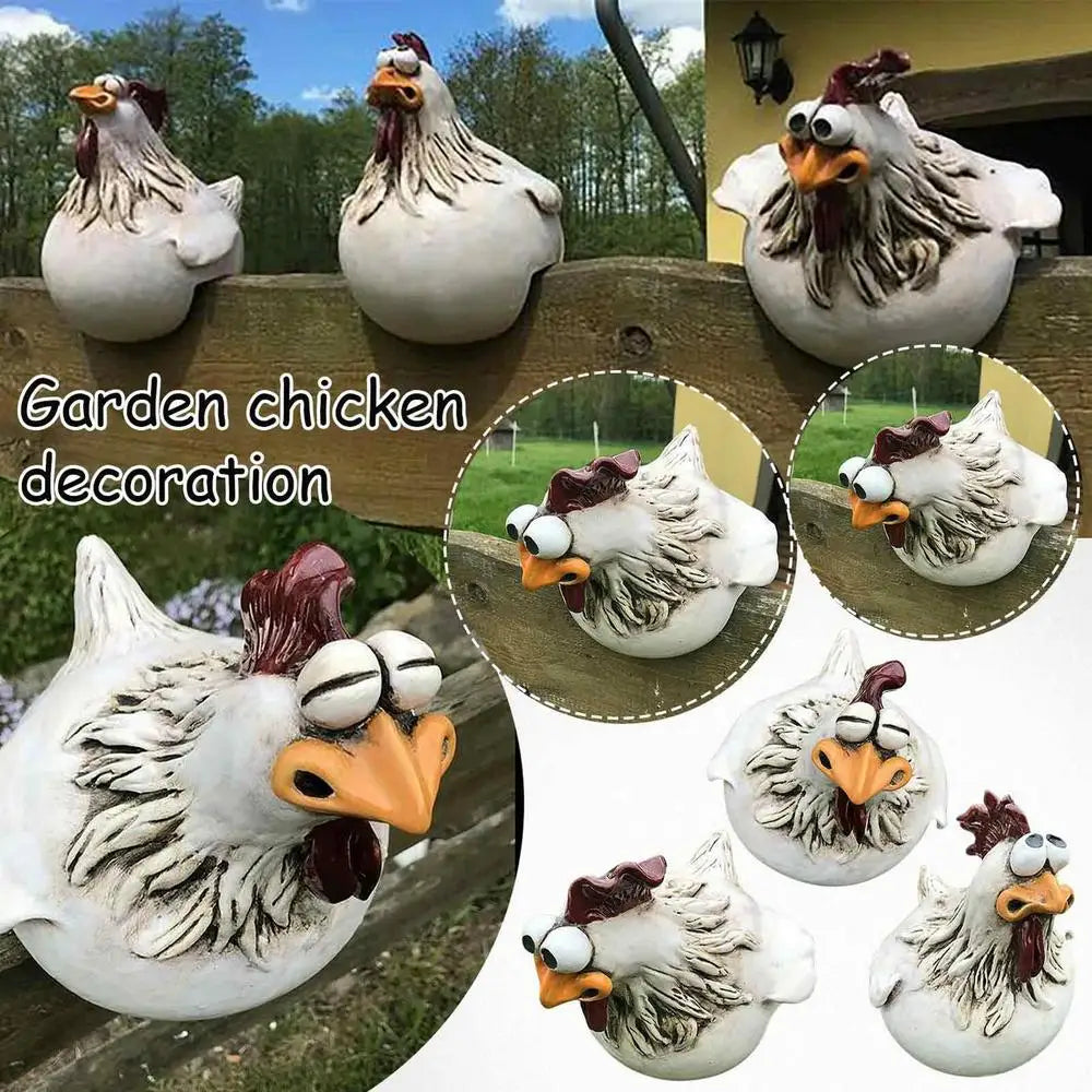 1PC Chicken Fence Decor Statues Resin Garden Farm Yard Chicken Hen Sculpture Art Craft Courtyard Housewarming Home Decoration