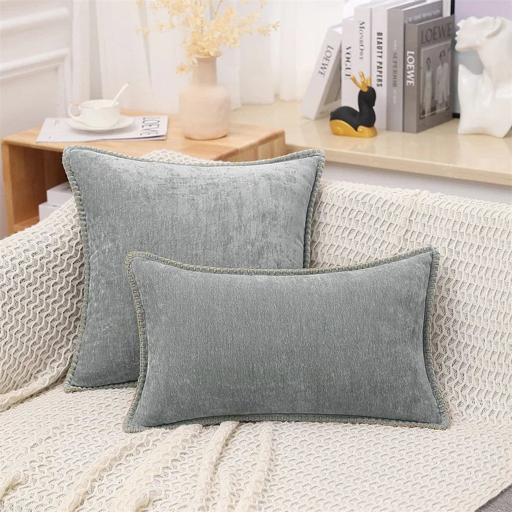 Blue Chenille Cushion Cover 45x45 Pillow Cover 30x50cm Sofa Decorative Throw Pillow Case Soft Luxury For Living Room Sofa Decor﻿
