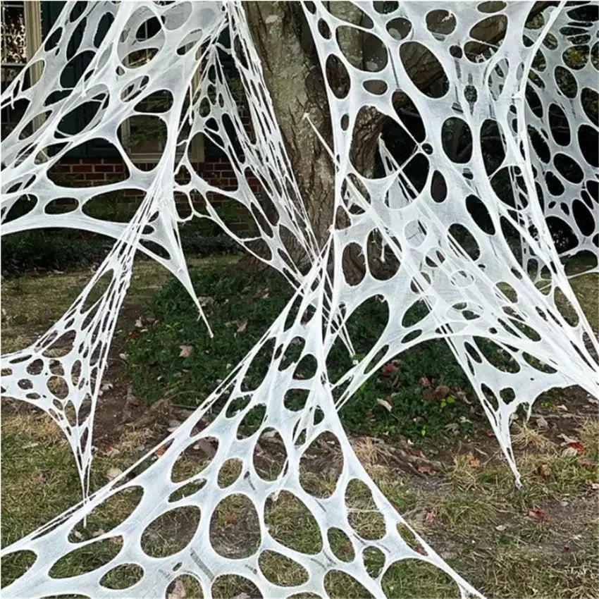 Giant Stretchy Spider Web Halloween Decor 20ft Cobweb Netting Outdoor Scary Indoor Haunt Reusable Creepy Party Must Have