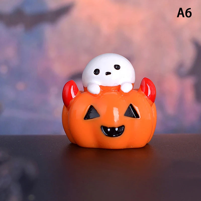 Halloween Micro Landscape Miniature Figurines Resin Craft Mini Fairy Garden Ornaments Cute Pumpkin Ghost Vampire Decoration