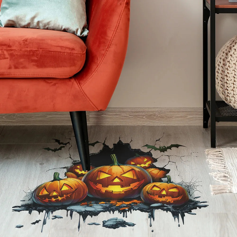 Halloween Wall-breaking Pumpkin Bat Wall Stickers, Suitable for Bedroom and Living Room Wall Decoration Stickers
