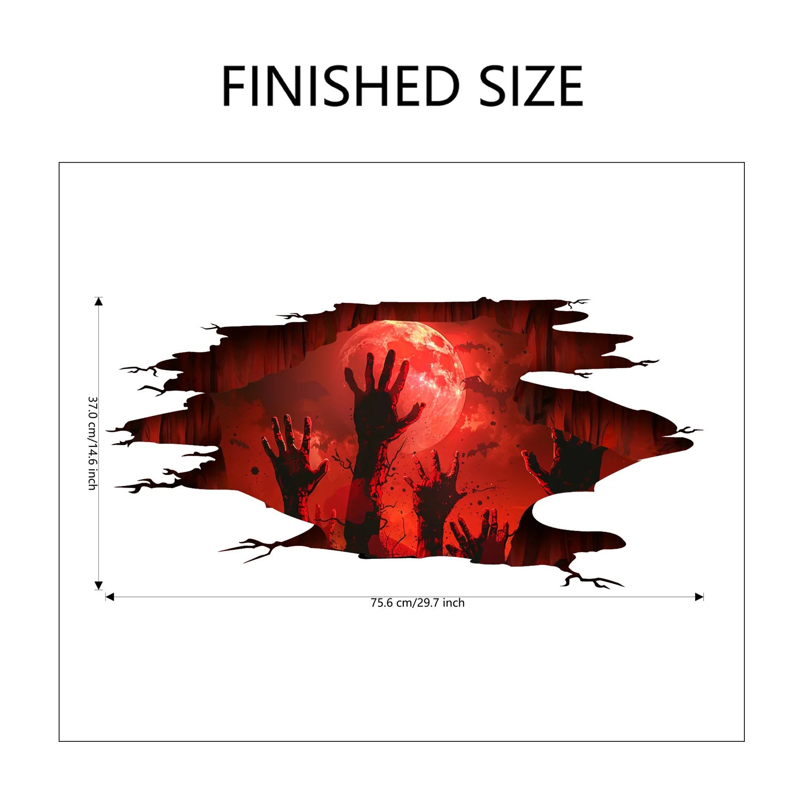 Halloween Wall Stickers Horror Thriller Broken Wall Zombie Theme Party Home Decoration Wall Stickers