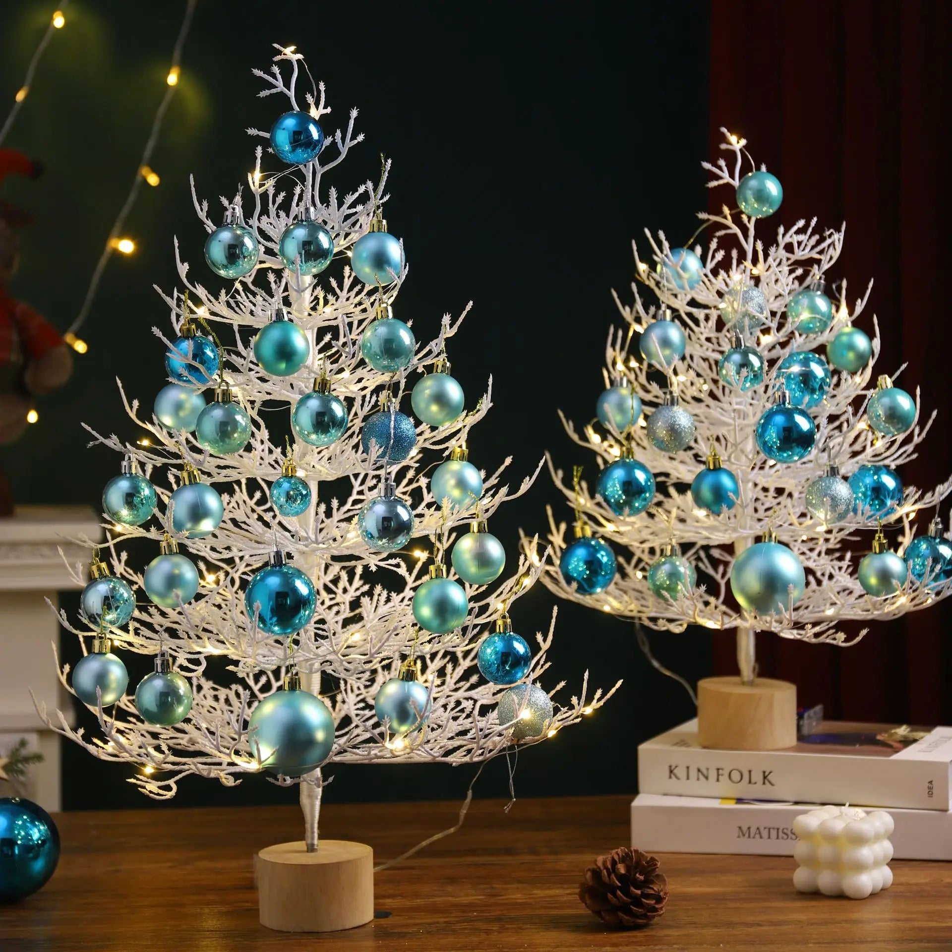 Christmas party decorations Christmas tree desktop decorations Christmas decorations simulation tree white decorative balls