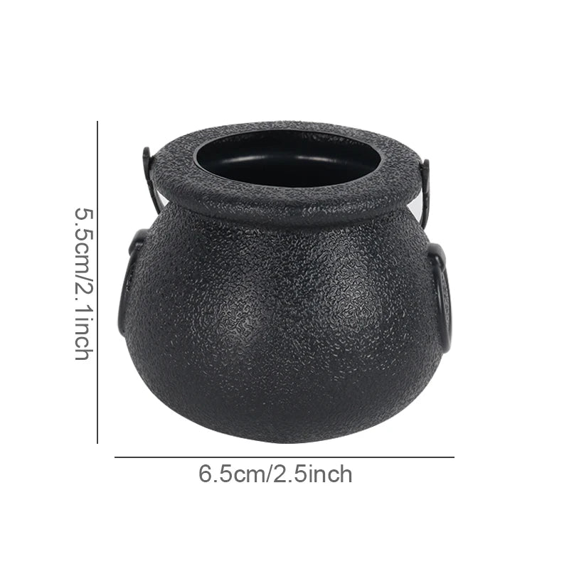 6/12/18pcs Halloween Candy Bucket Mini Black Candy Kettles Cauldron Pot Trick Or Treat Holder Halloween Party Decoration Prop