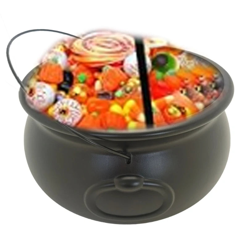 32cm Large 12Inch Black Cauldron Kettle Bucket Witches Sweets Candy Bowl for Halloween Trick or Treating Party Decoration