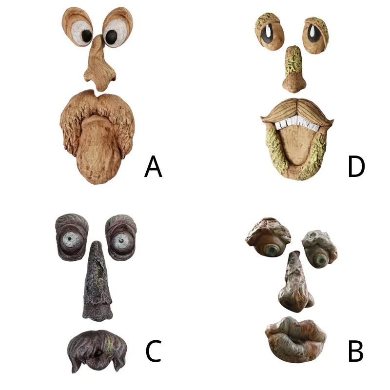 Peeker Yard Art Outdoor Tree Funny Old Man Face Sculpture Whimsical Tree Face Garden Decoration