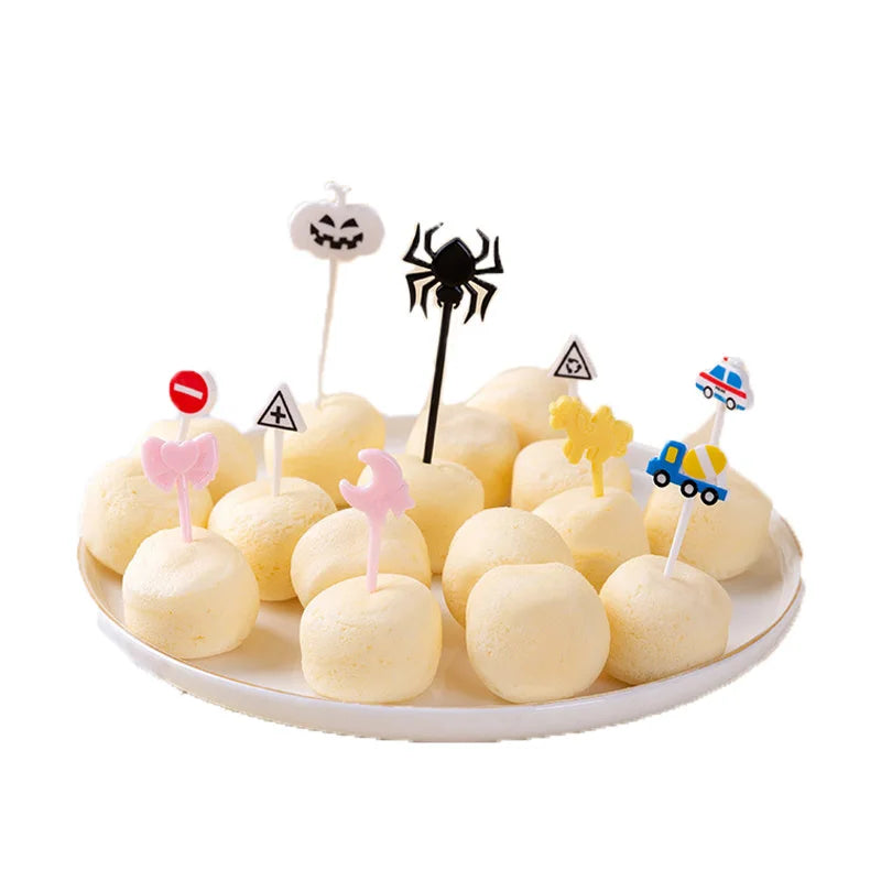 Halloween Series Plastic Fruit Fork Set Cute Cartoon Shape Cake Dessert Forks Decorations Children Lunches Toothpick Supplies