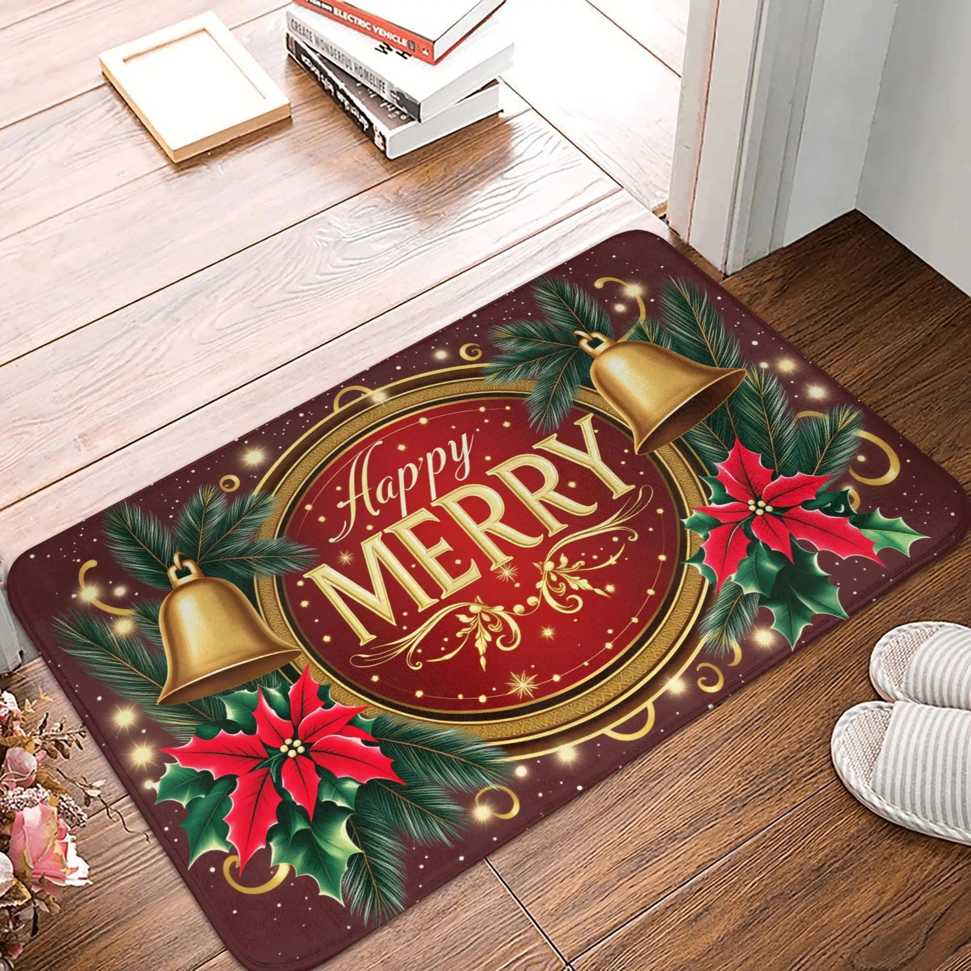 Snowman Pattern Merry Christmas Doormat Non-Slip Entrance Kitchen Bath Door Floor Mat  Toilet Carpet Rug