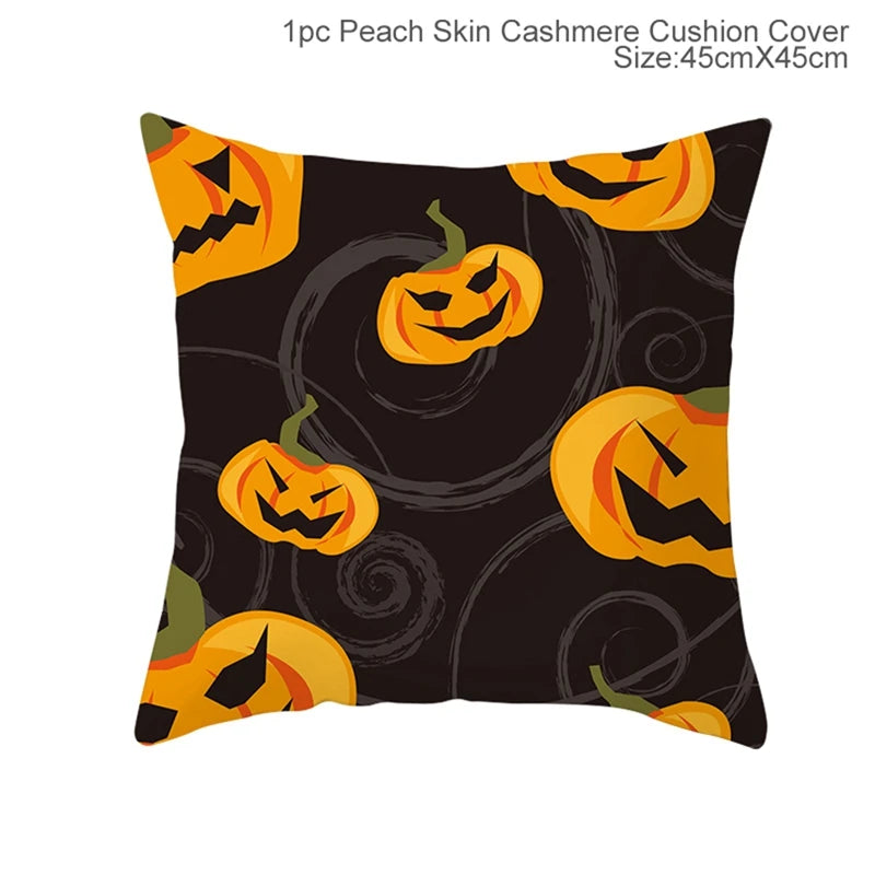 Halloween Linen Cushion Cover Trick or Treat Theme Pillowcase Cartoon Pumpkin Ghost Pillow Cover Halloween Party Decoration 2025