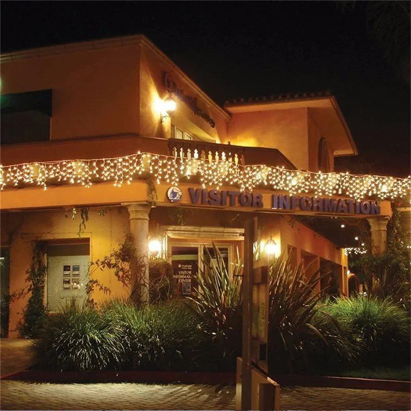 Outdoor Decoration 5m Droop 0.4-0.6m Curtain Icicle Led String Lights 220V 110V Garden Xmas Luminaria Garland Decorative Lights