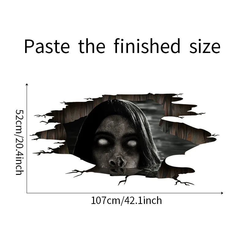 Halloween Wall Stickers Horror Thriller Broken Wall Zombie Theme Party Home Decoration Wall Stickers