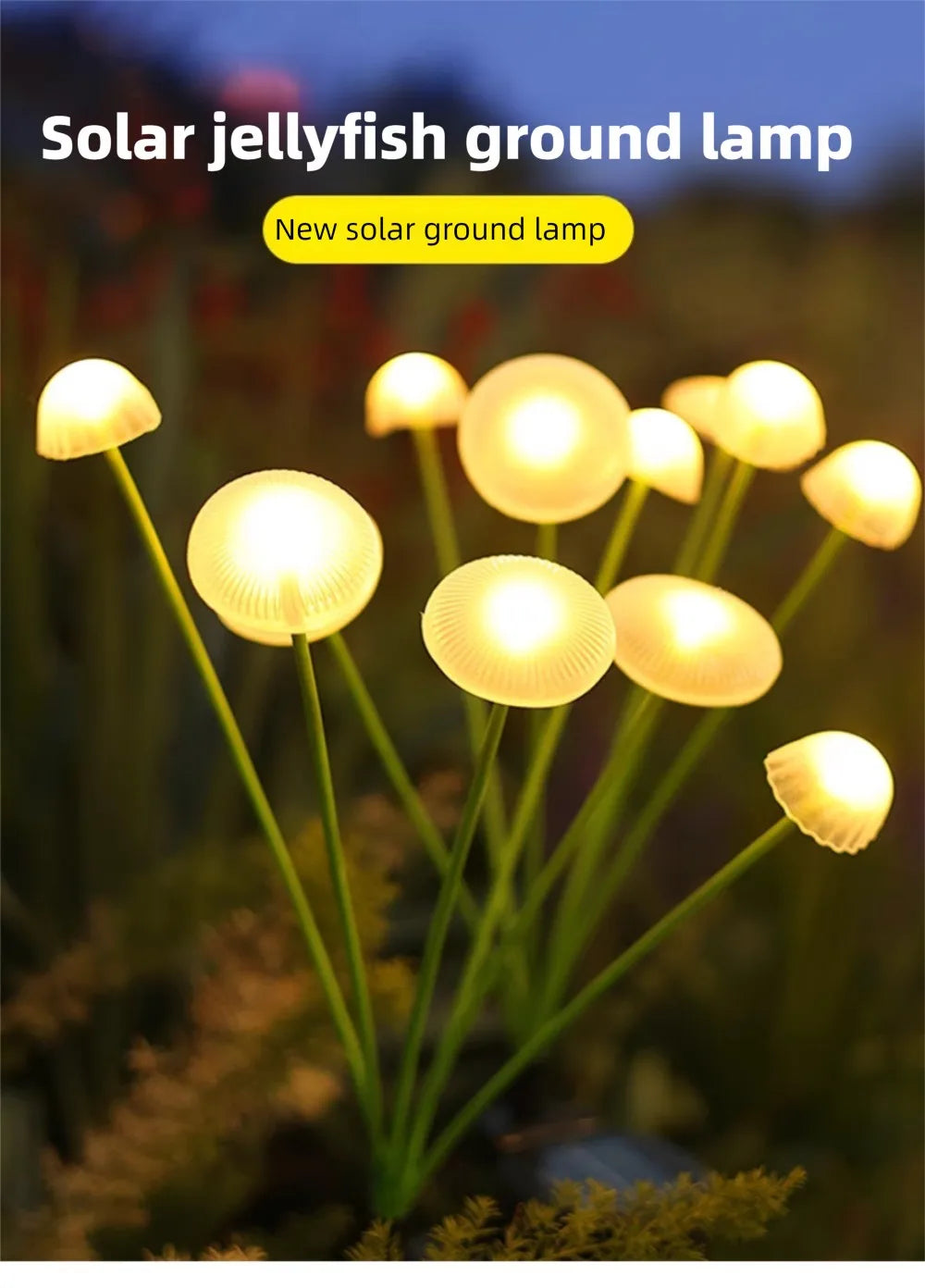 LED Solar Jellyfish Mushroom Fairy Light RGB Waterproof Energy-saving Solar Garden Lamp for Outdoor Lawns Courtyard Decor Light