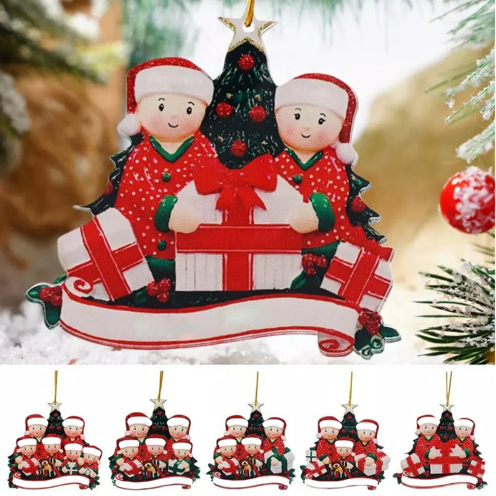 Personalized Family Christmas Ornament Cartoon Pendant Christmas Tree Hanging New Year 2024 Gift Xmas Tree Decoration for Home