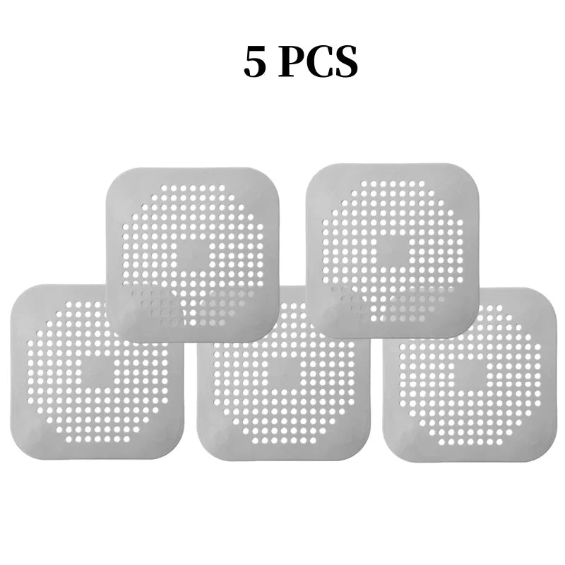 Square silicone absorbent drain for drains, kitchens, bathrooms and showers to prevent sinks from clogging the drain