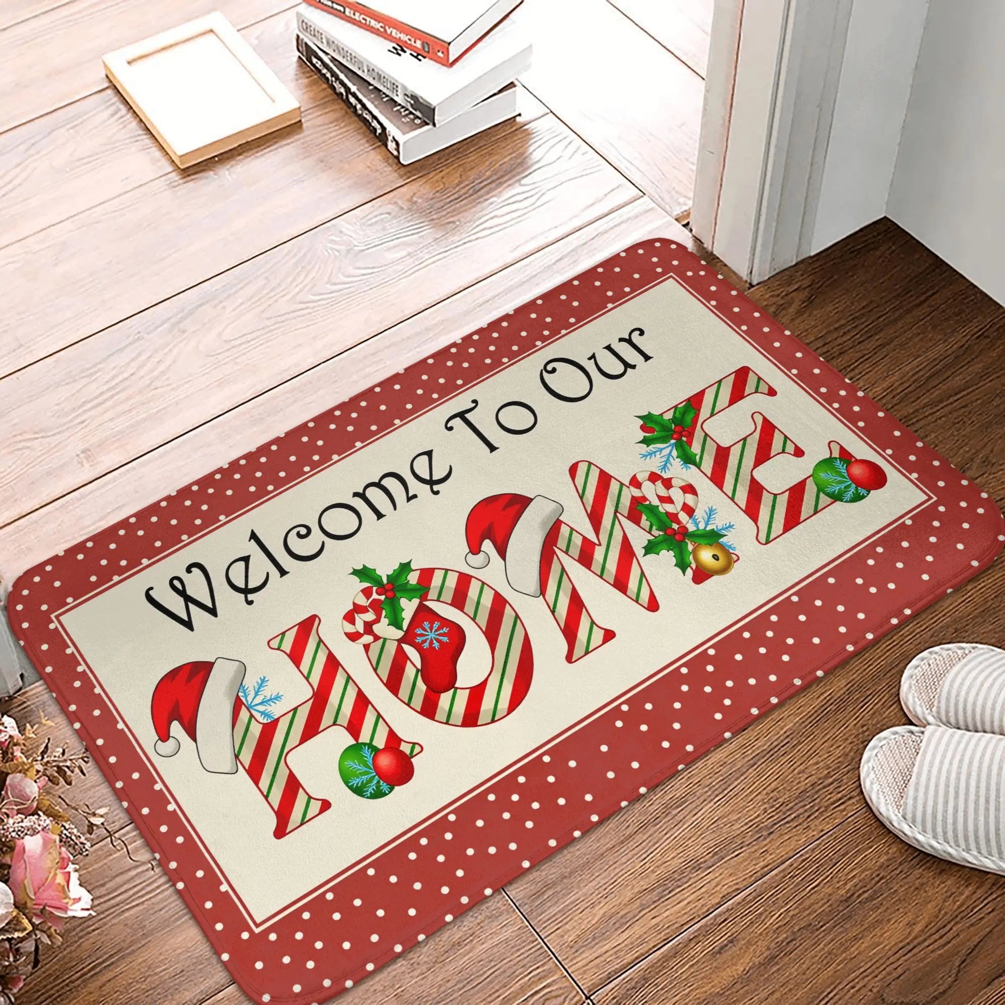 Snowman Pattern Merry Christmas Doormat Non-Slip Entrance Kitchen Bath Door Floor Mat  Toilet Carpet Rug