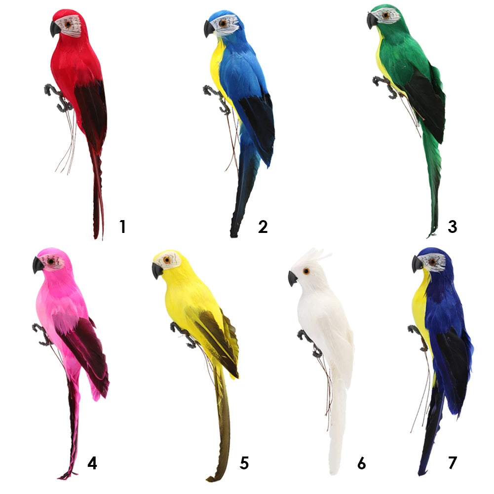 25cm Simulation Parrot Creative Foam Feather Artificial Parrot Macaw Bird Model Lawn Figurine Home Garden Ornament Decoration