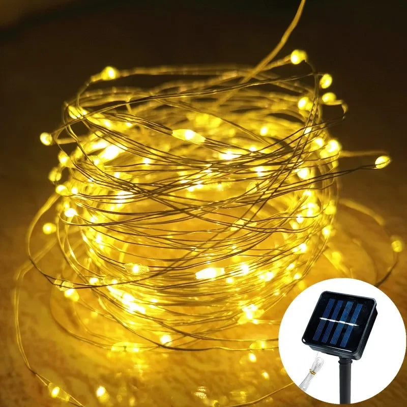 Led Solar Fairy String Lights 8 Modes Christmas Led Light Outdoor Garden Patio Wire Garland Light Christmas Lights