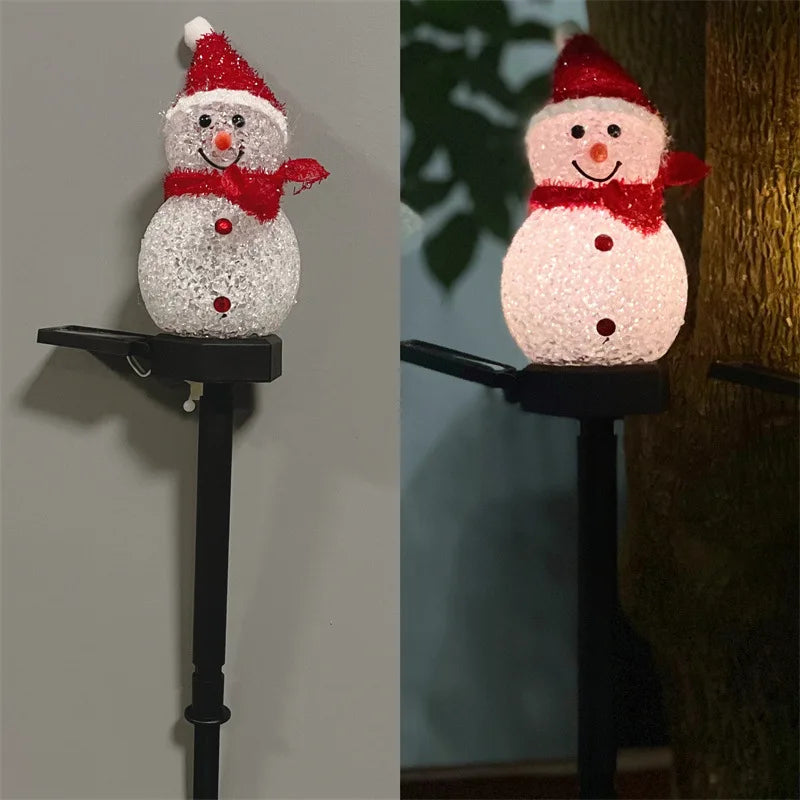LED Snowman Solar Garden Light Outdoor Ground Stake Light Solar Powered Xmas Pathway Lights For Christmas Lawn Yard Decoration