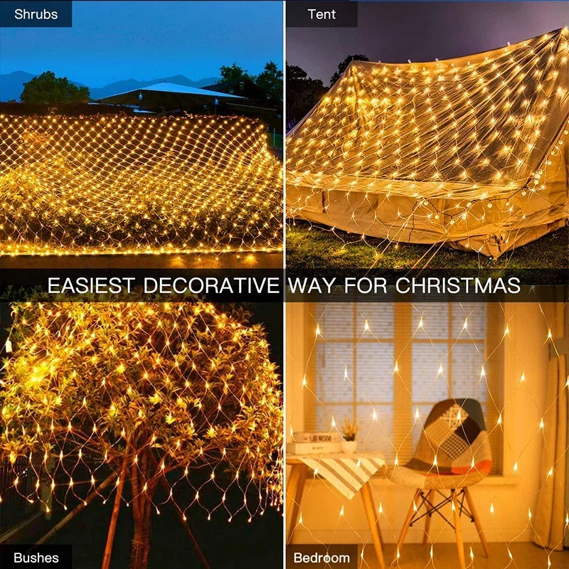 1M-36M LED Outdoor Fishing Net Christmas Fairy Lights Festoon Garden Street Garland Curtain Wedding Tree Ramadan Decoration 2026