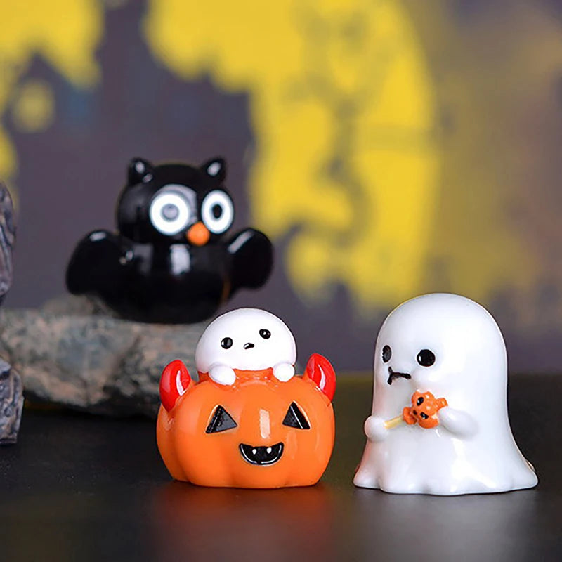Halloween Micro Landscape Miniature Figurines Resin Craft Mini Fairy Garden Ornaments Cute Pumpkin Ghost Vampire Decoration