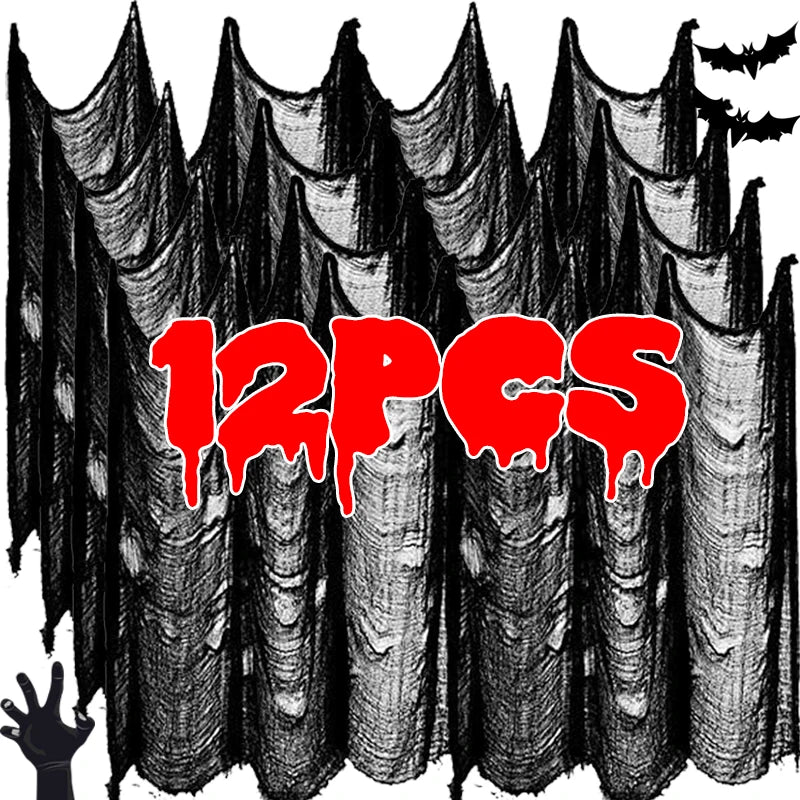 Halloween Black Gauze Outdoor Hanging Scary Gauze Ghost Cloth for Haunted House Scene Props Halloween Party Decoration Props