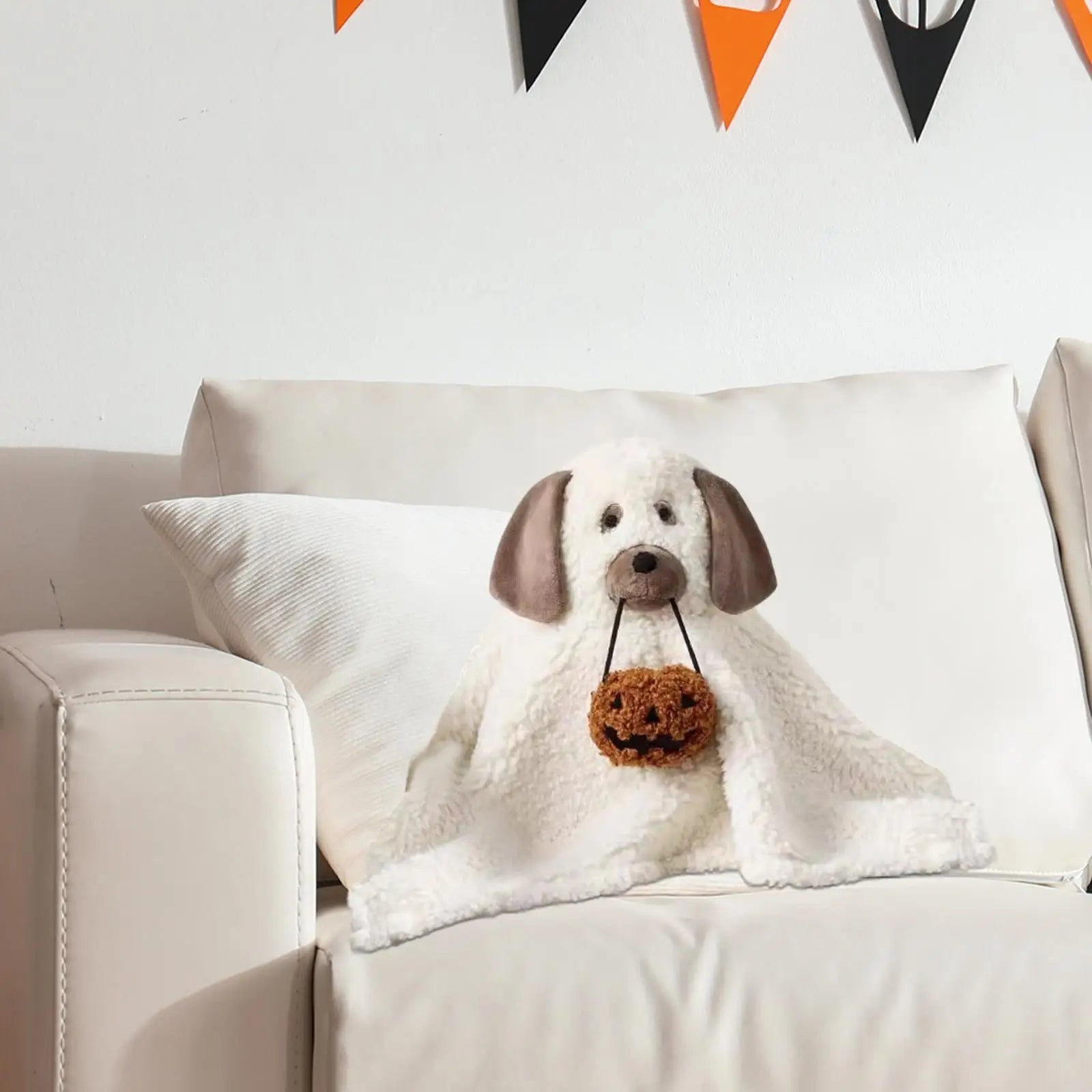 Dog Ghost Pillow 3D Decorative Halloween Plush Toy for Living Room Home Sofa