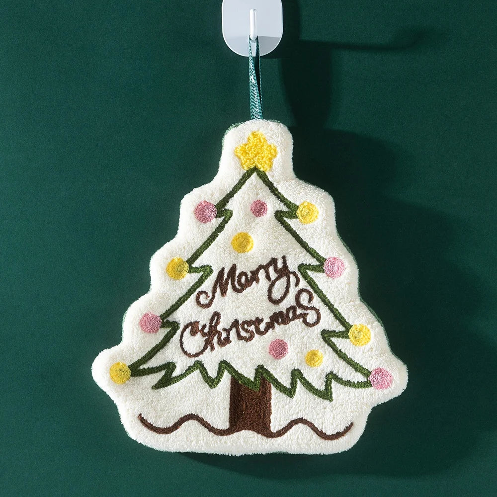 New Cartoon Snowman Christmas Towel - Coral Fleece Absorbent Cleaning Cloth for Kitchen Bathroom Xmas Gifts