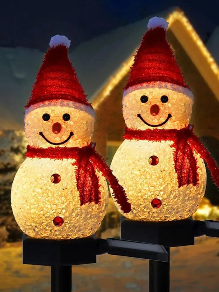 LED Snowman Solar Garden Light Outdoor Ground Stake Light Solar Powered Xmas Pathway Lights For Christmas Lawn Yard Decoration