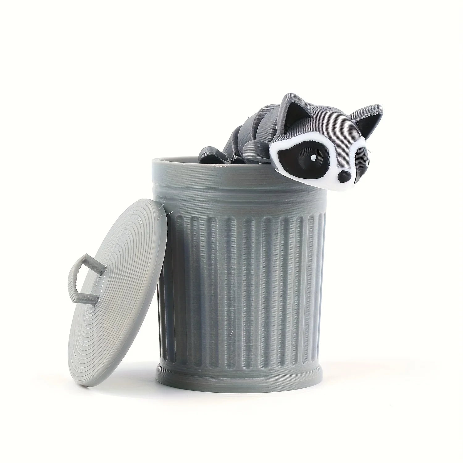 3D Printed Raccoon Trash Can Decoration- Multifunctional Indoor and Outdoor Movable Raccoon Statue, Suitable for Home, Office