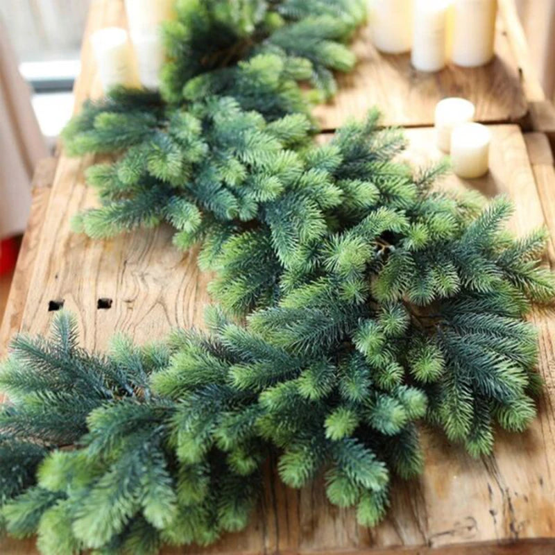180CmArtificial Green Plants Christmas Tree Garland Wreaths Home Party Decoration Outdoor Yard Pine Tree Rattan Hanging Ornament