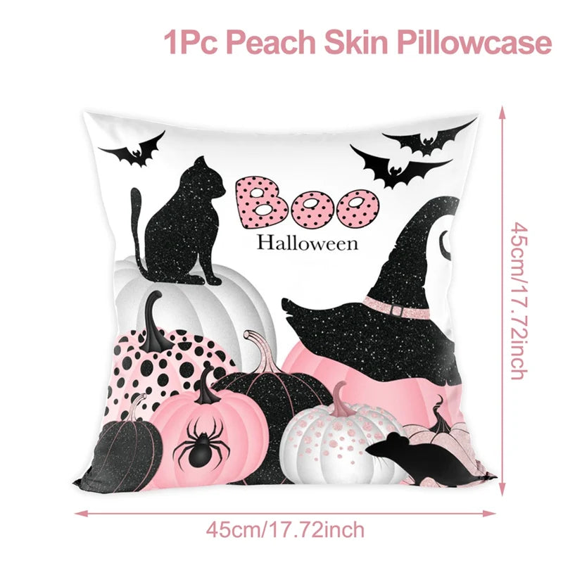 Halloween Linen Cushion Cover Trick or Treat Theme Pillowcase Cartoon Pumpkin Ghost Pillow Cover Halloween Party Decoration 2025
