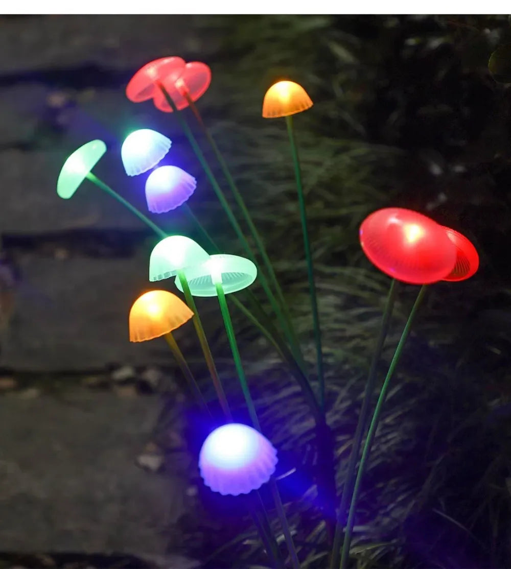 LED Solar Jellyfish Mushroom Fairy Light RGB Waterproof Energy-saving Solar Garden Lamp for Outdoor Lawns Courtyard Decor Light