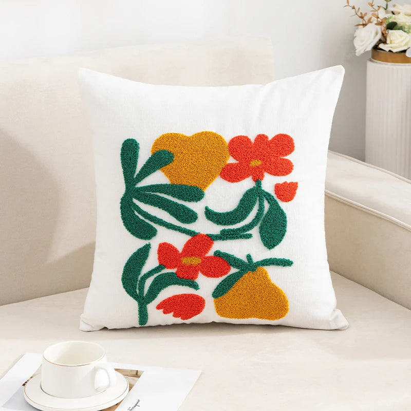 LANMOLIFE Pure Cotton Embroidery Office Cushion Pillowcase Car Cushion Cover45X45CM Lumbar Pillowcase Sofa Pillowcase