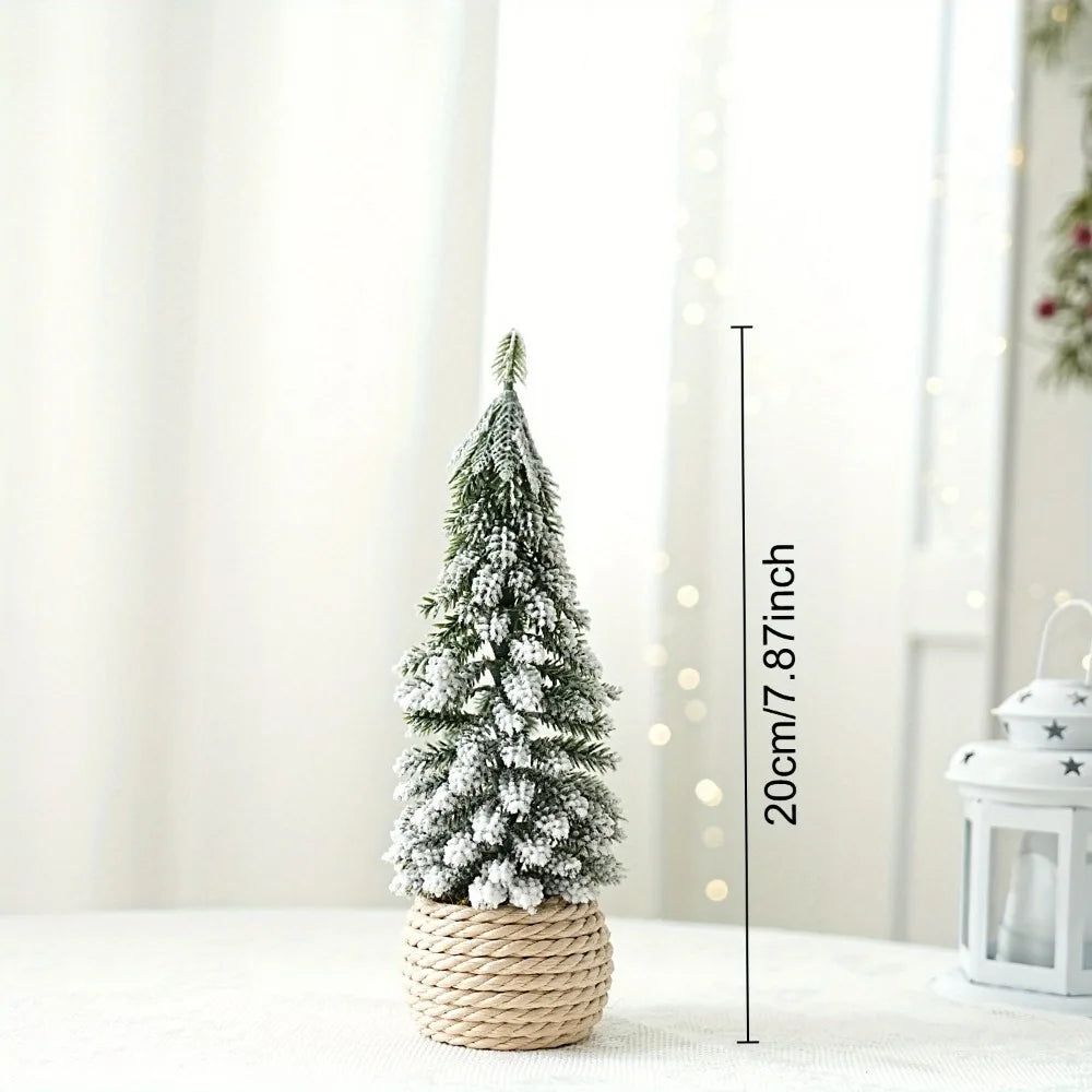 4Pcs/Set Mini Christmas Tree Artificial Small Snow Pine Xmas Tree Decorations New Year Party Ornaments Gifts Home Table Decor