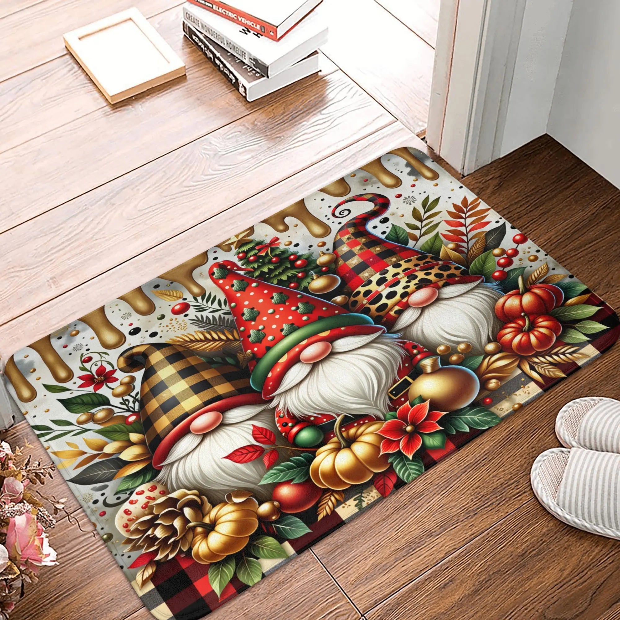 Snowman Pattern Merry Christmas Doormat Non-Slip Entrance Kitchen Bath Door Floor Mat  Toilet Carpet Rug