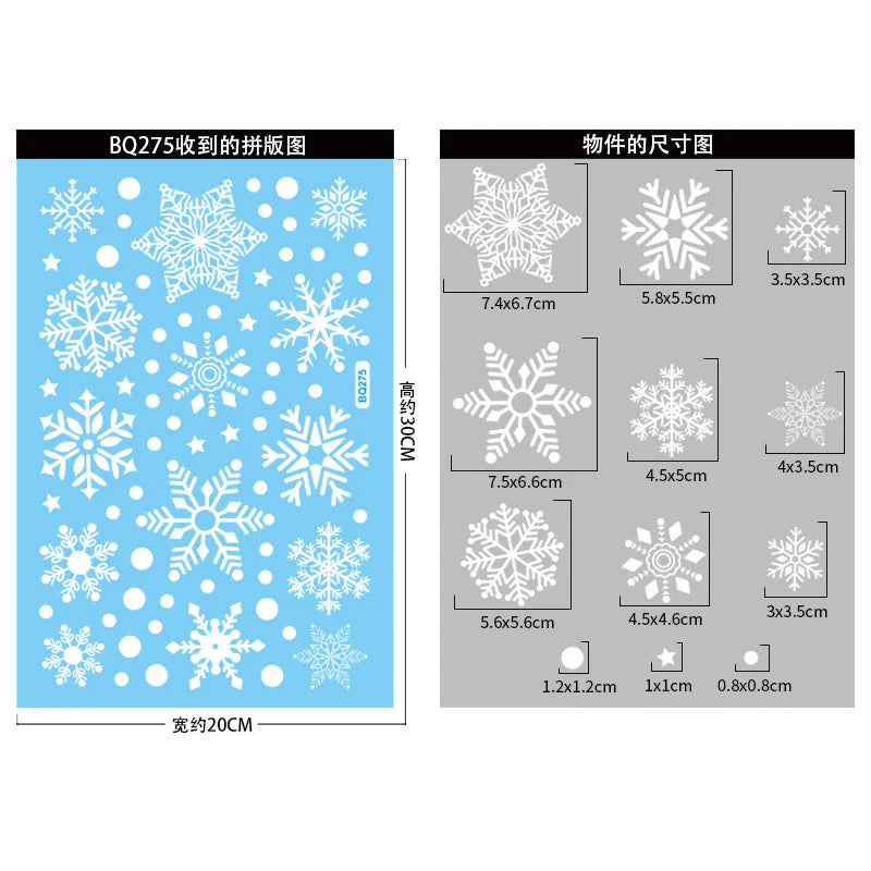 2025 Christmas Window Glass Stickers White Santa Claus Snowman Snowflake Xmas Tree Window Stickers Kids DIY Happy New Year 2026