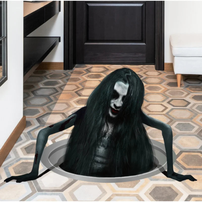 Halloween Wall Stickers Horror Thriller Broken Wall Zombie Theme Party Home Decoration Wall Stickers